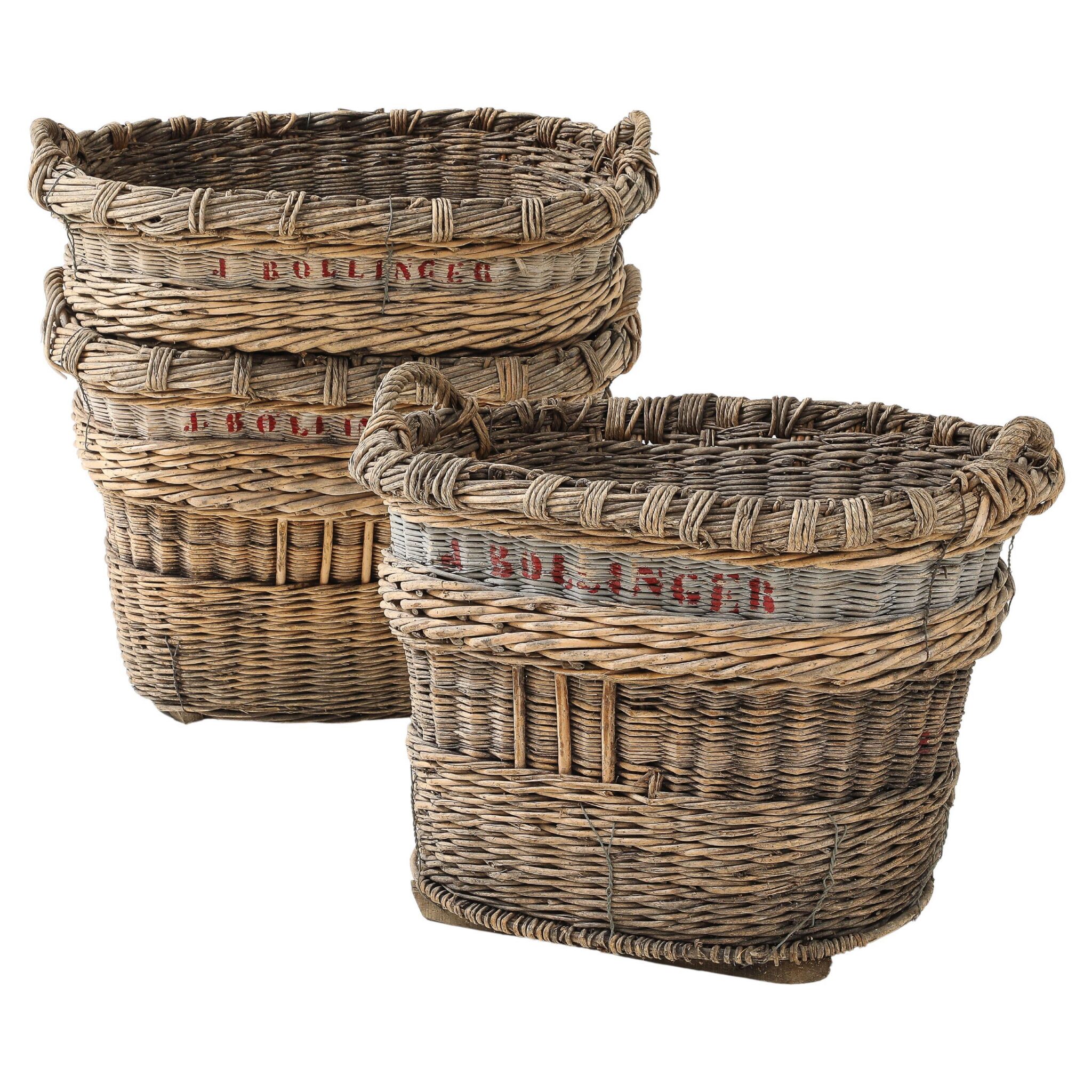 Large Bollinger Champagne Grape Harvest Basket, Reims, France, c. 1920-30