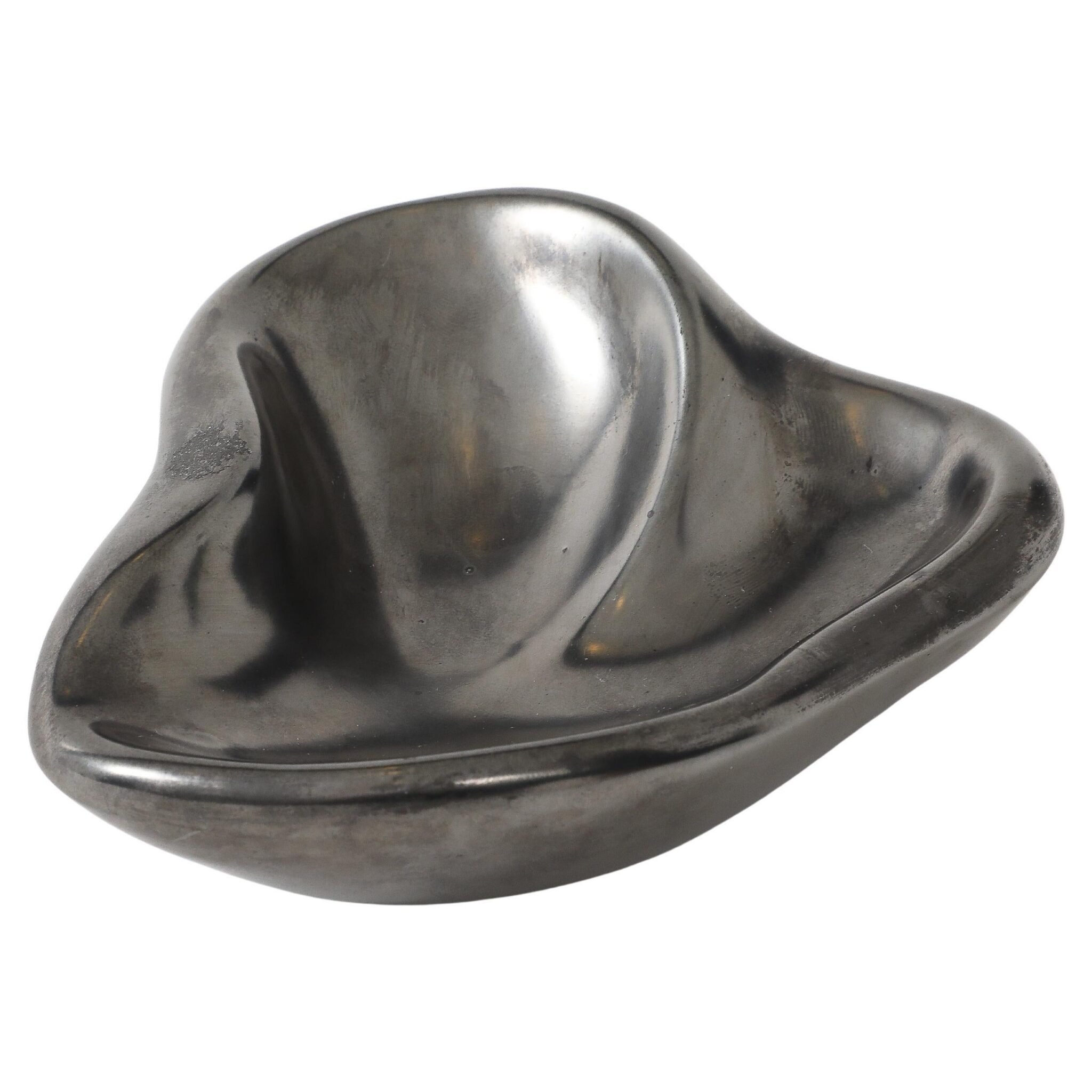 Jouve Style Period French Biomorphic Black Glazed Ceramic