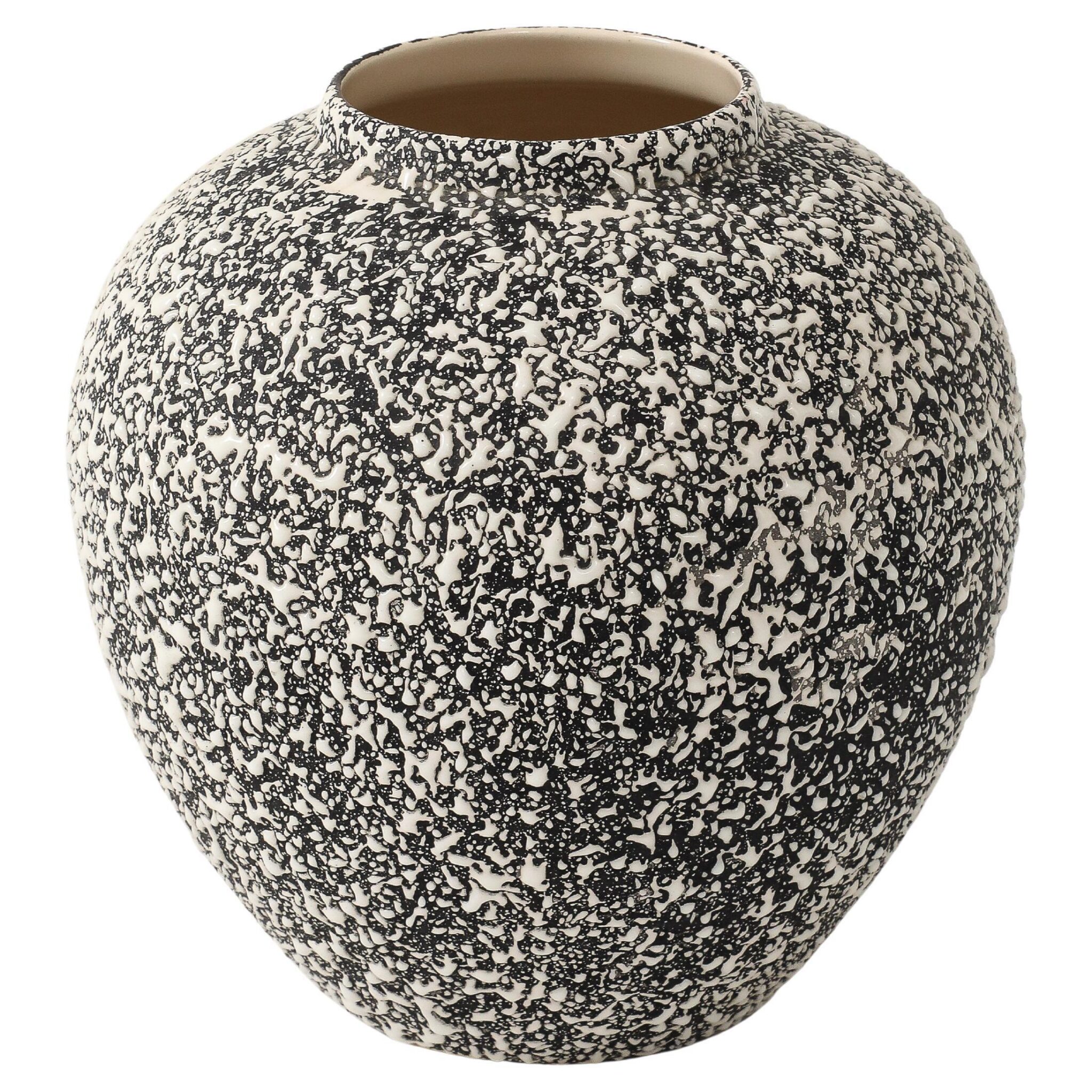 Paul Millet Sevrés Porcelain Mottle Brown & White Vase, France, c. 1930's, stamped