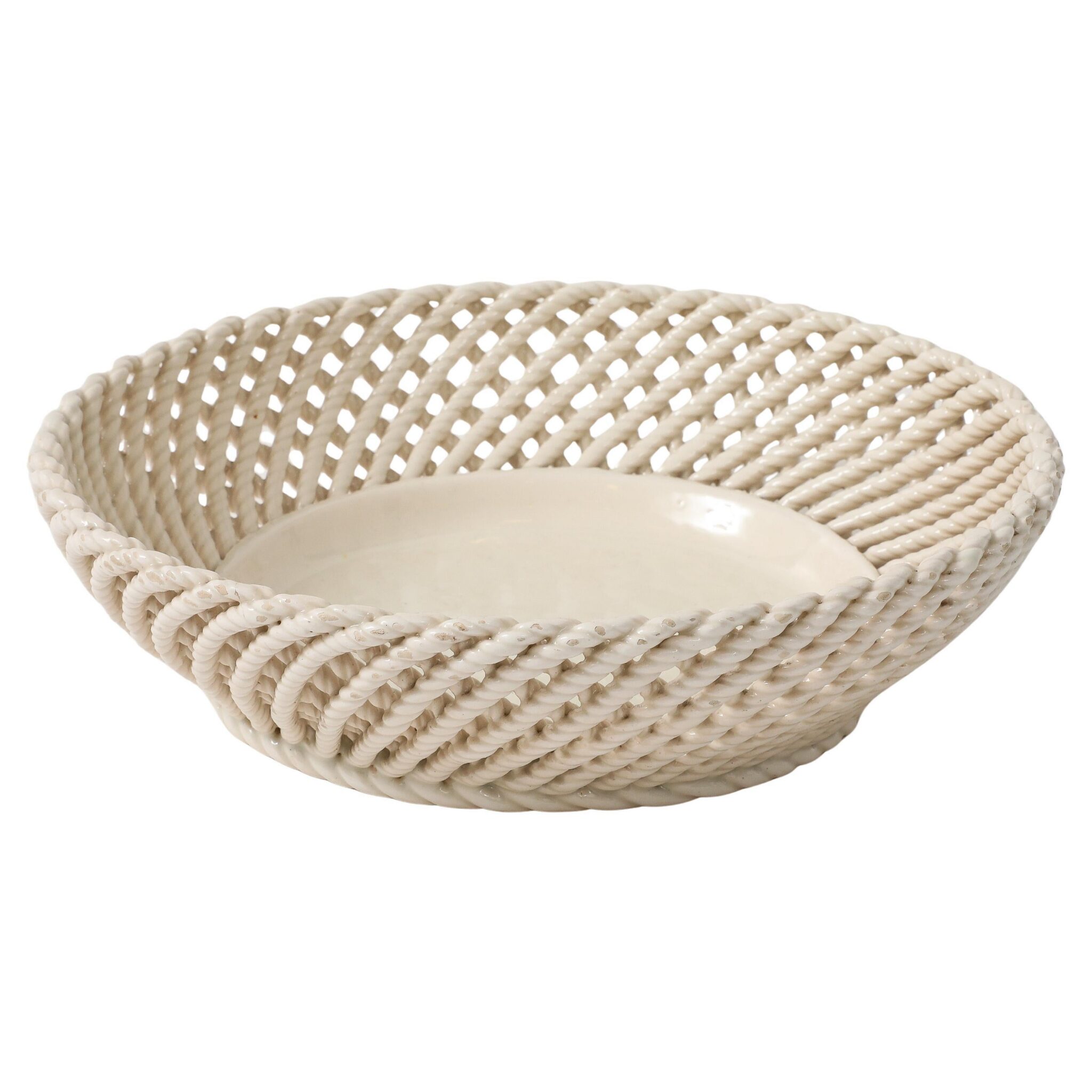 Porcelain Faux Basket Weave Bowl, France, c. 1960