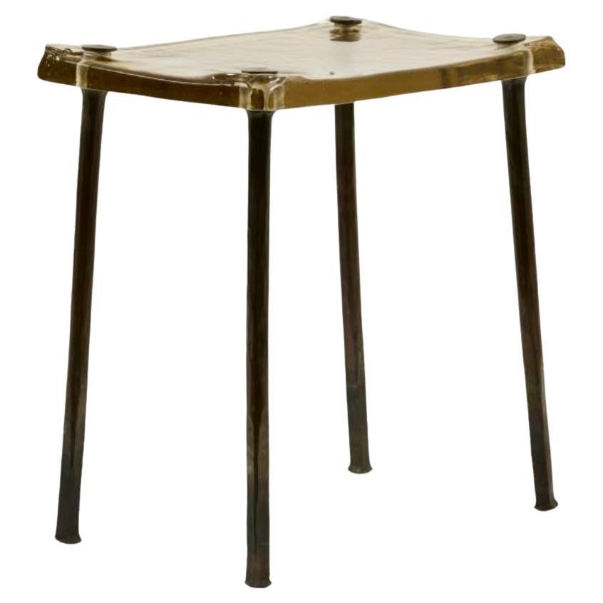 Löthar Klute Forged Iron & Cast Lead Crystal Top Side Table, Germany, 1983