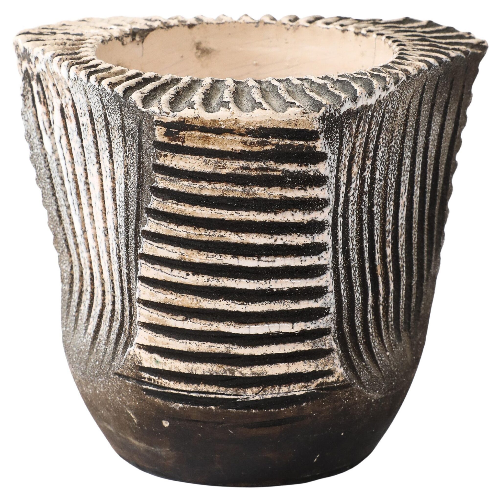 Jean Besnard Brown & White Stoneware Vase, 1934, signed: ‘JB’