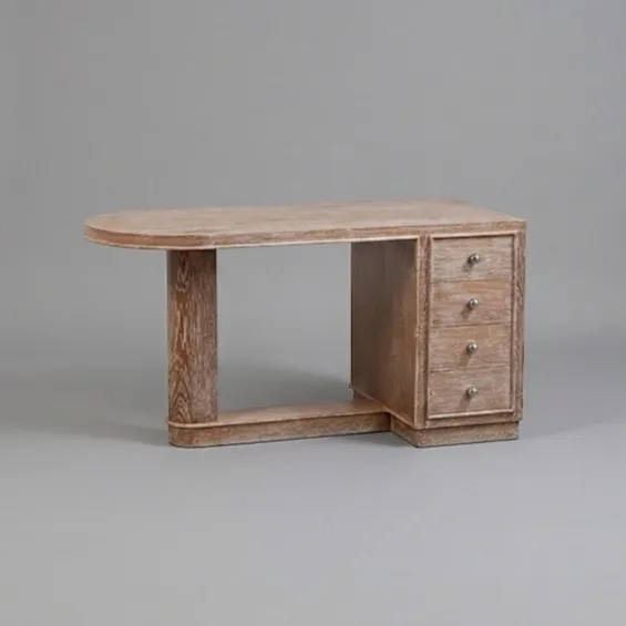 Jacques Adnet (1900-1984) Cerused Oak Double Side Desk