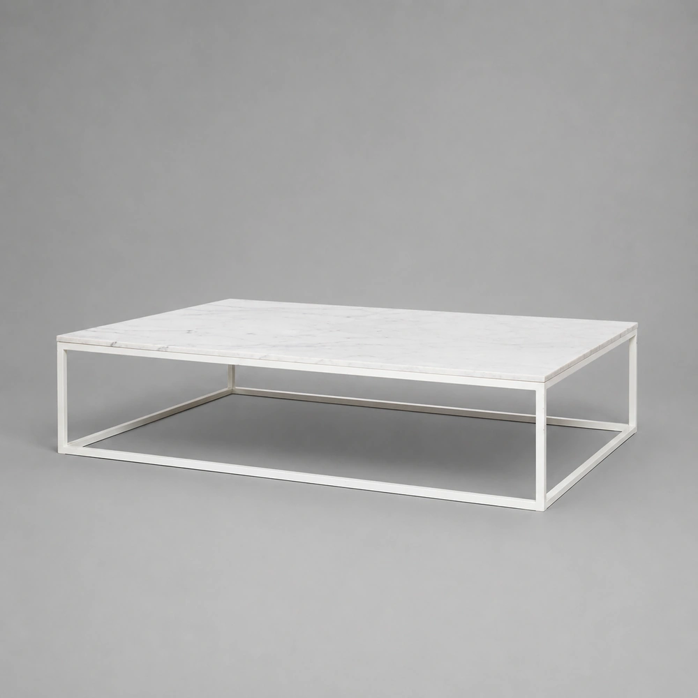 Made to Order Coffee Table Metal White Base and Marble Top