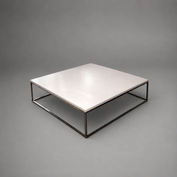 Stone Cocktail Table with Dark Finish Base