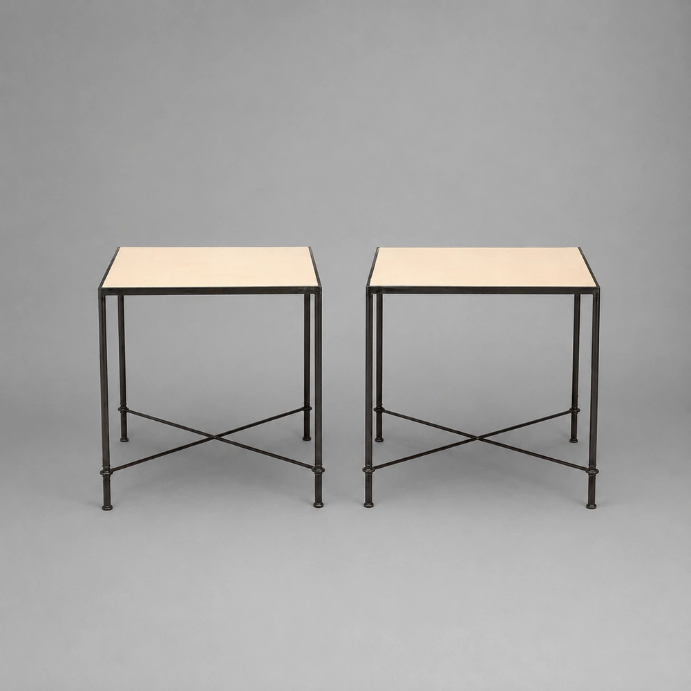 Pair of ‘Mies’ Leather Inset Tables