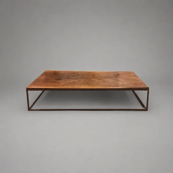 18th C. Italian Thick Walnut Coffee Table, Detailed Edge & Solid Blackened Base