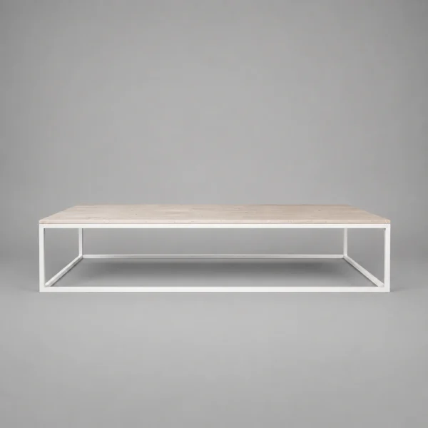 Stone Top & Solid Stainless Steel White Base Coffee Table