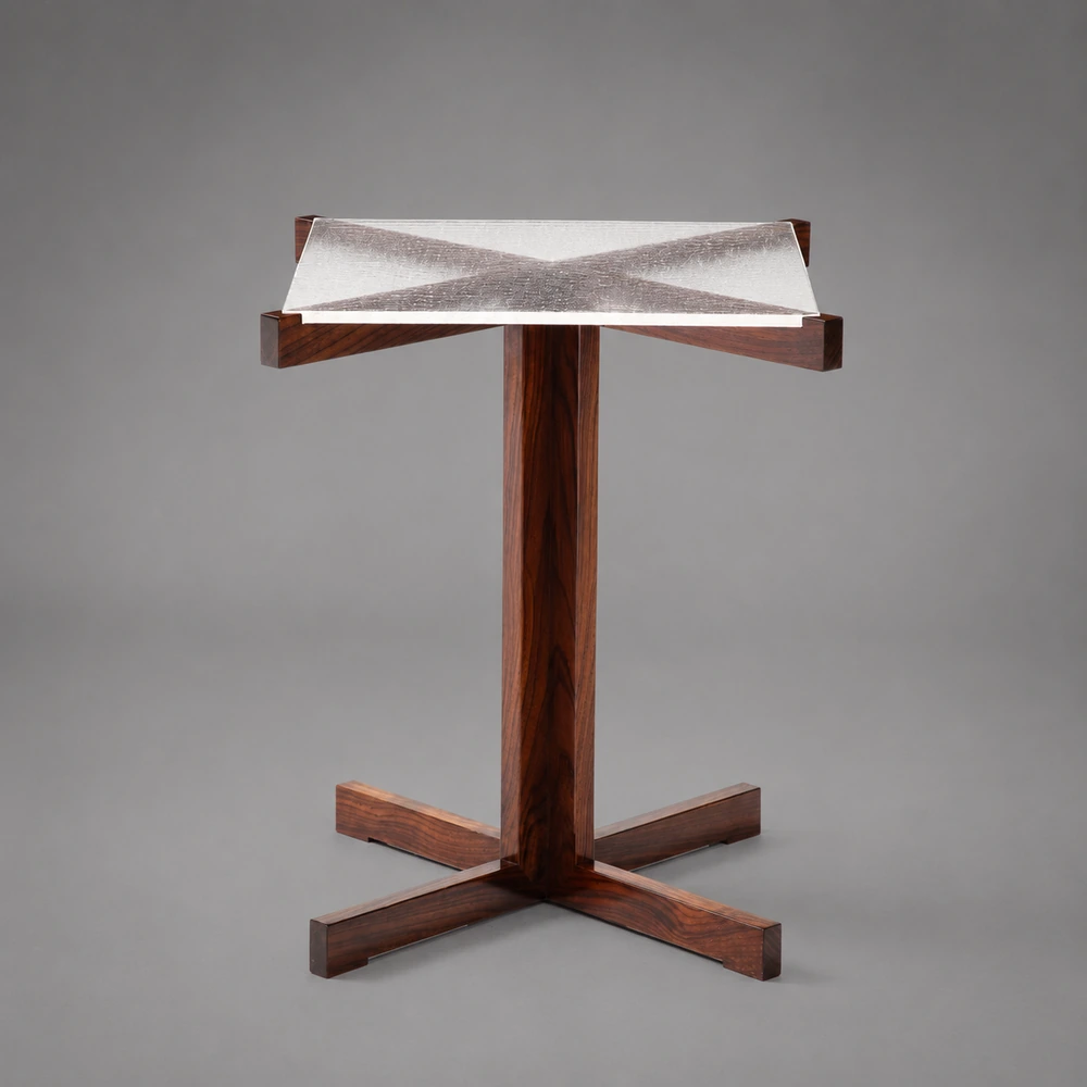 Custom Made to Order 'Timothy' Rosewood & Handmade Art Glass Occasional Table