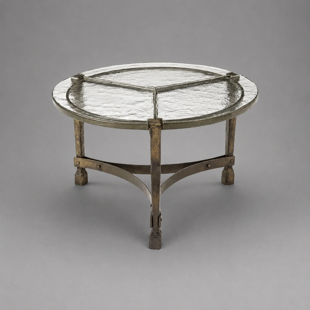 Iron Forged Coffee Table with Cast Glass Top in Three Pieces, Germany, 1980’s