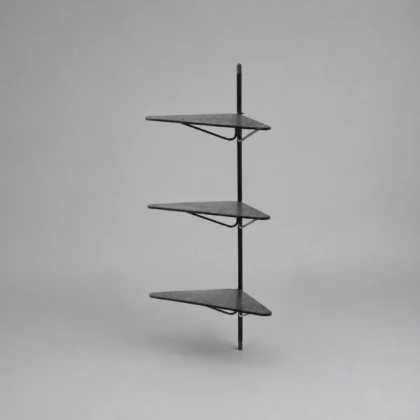 Mathieu-Mategot-Triangular-Metal-Brass-Tip-Perforated-Shelf-France-c.-1952