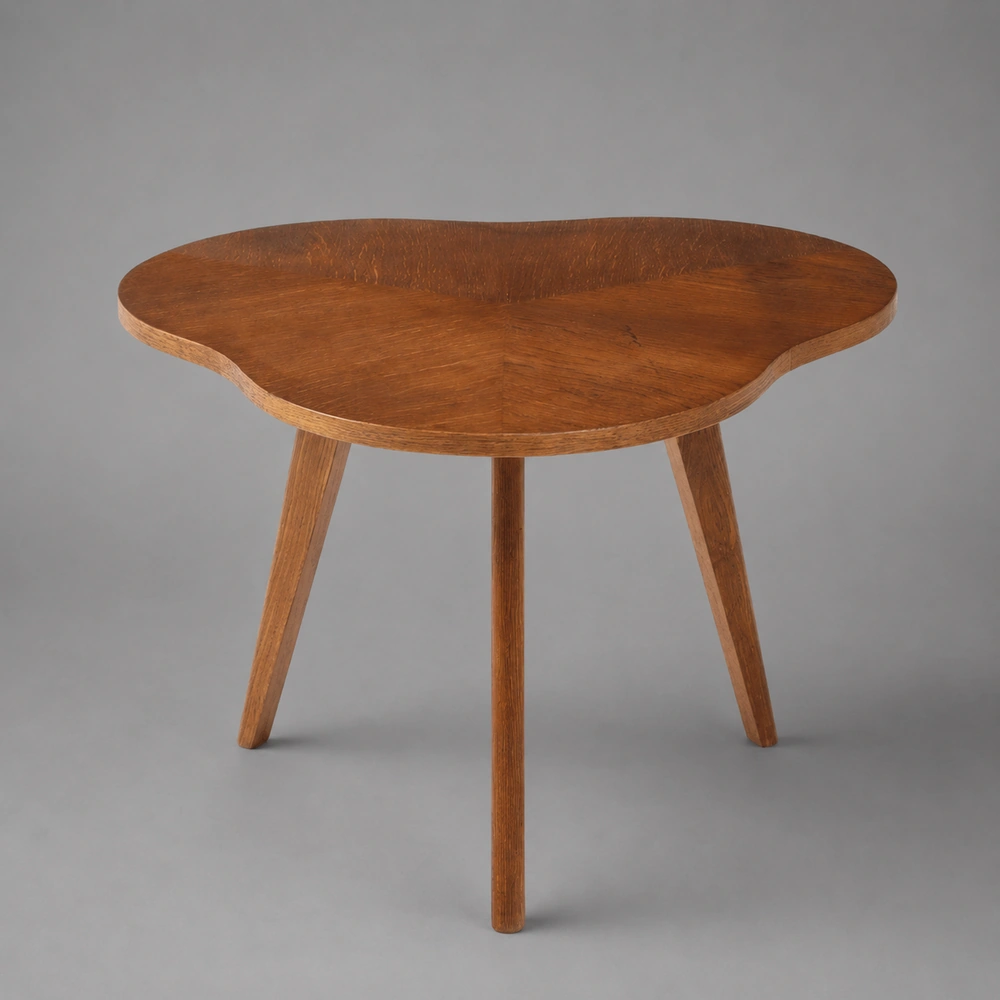 René Gabriel (1889-1950) Unique Oak Trefoile Table, France, c. 1940’s