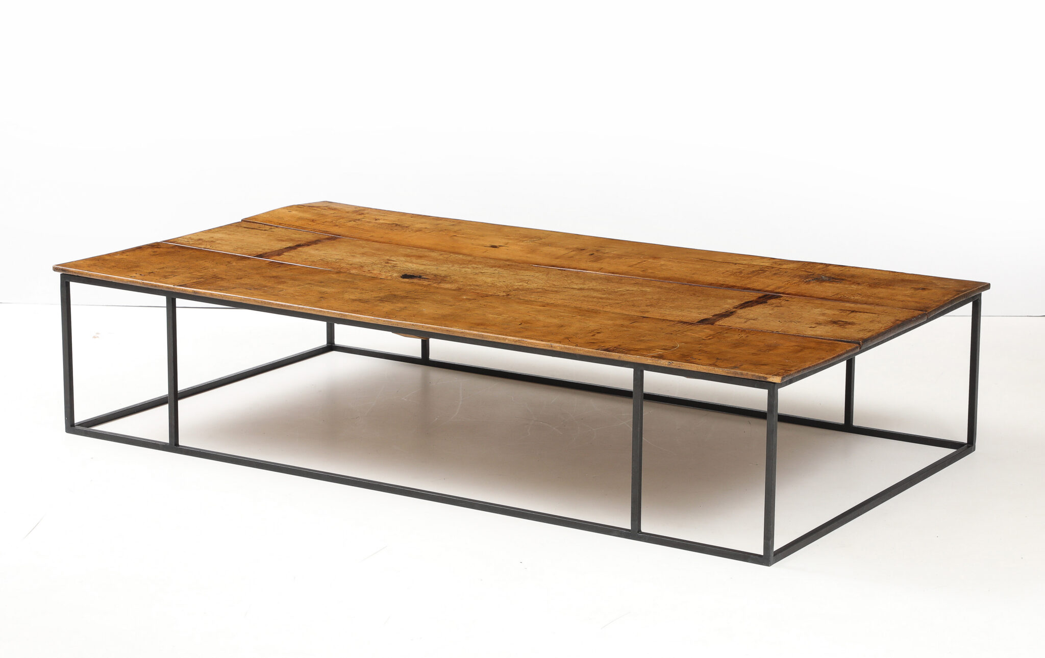 Axel Vervoordt Large Belgian Lemon Wood Coffee Table with Hand Made Blackened Base