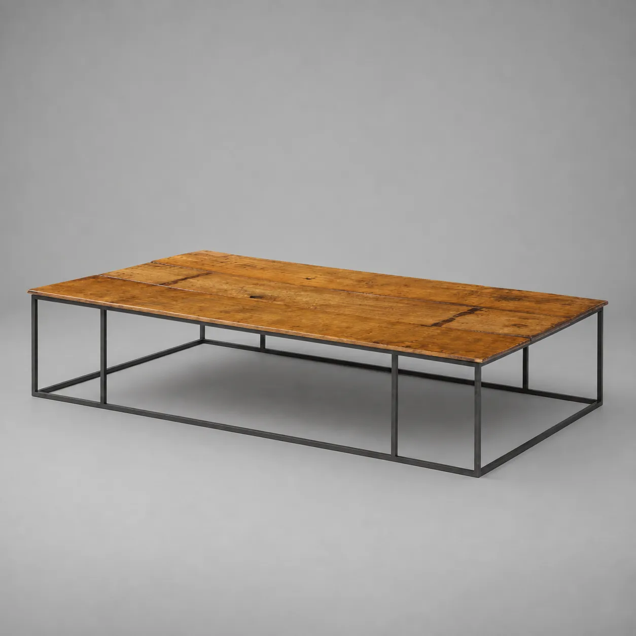 Axel Vervoordt Large Belgian Lemon Wood Coffee Table with Hand Made Blackened Base