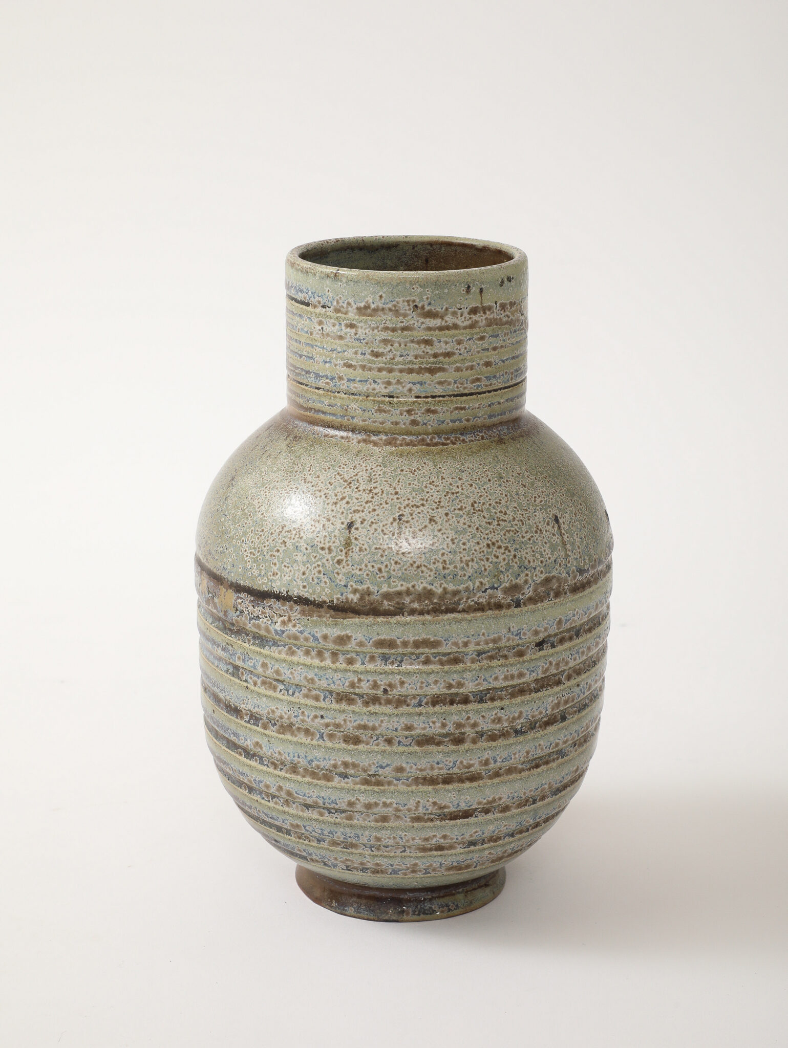 Charles Greber Earthenware Grey Art Deco Vase, France, c. 1925