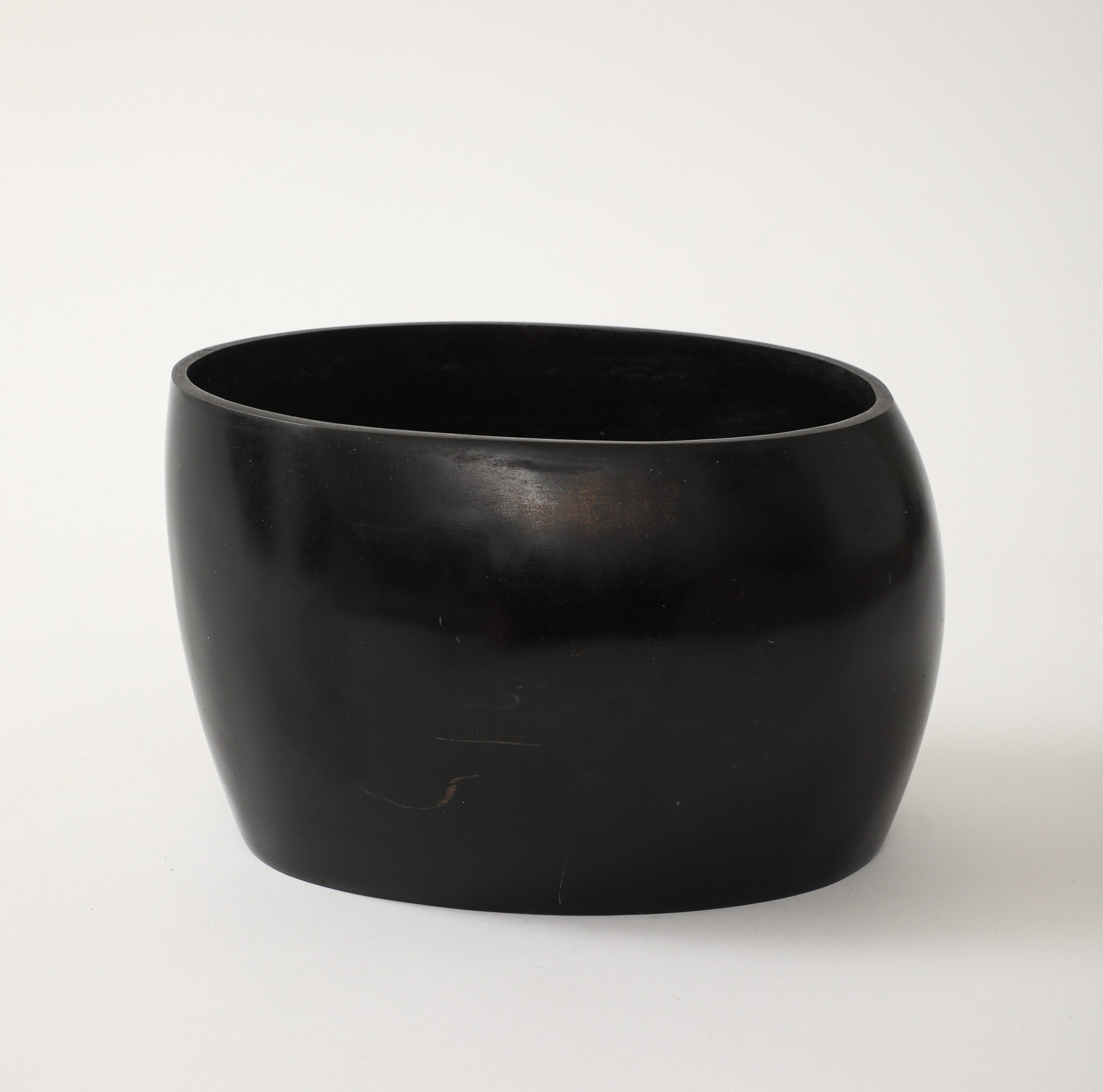 IBU Poilâne Black Bronze Sand Cast Oblong Vase, France, signed, numbered