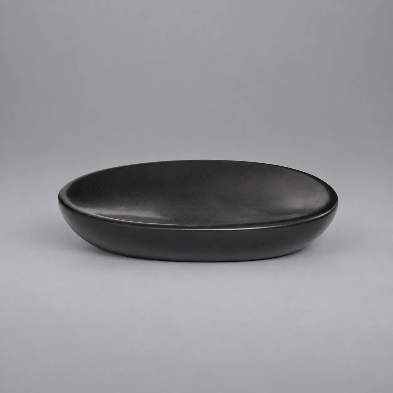 Black Ceramic Galet Vide-Poche, Mid-Century Modern, France, 1950