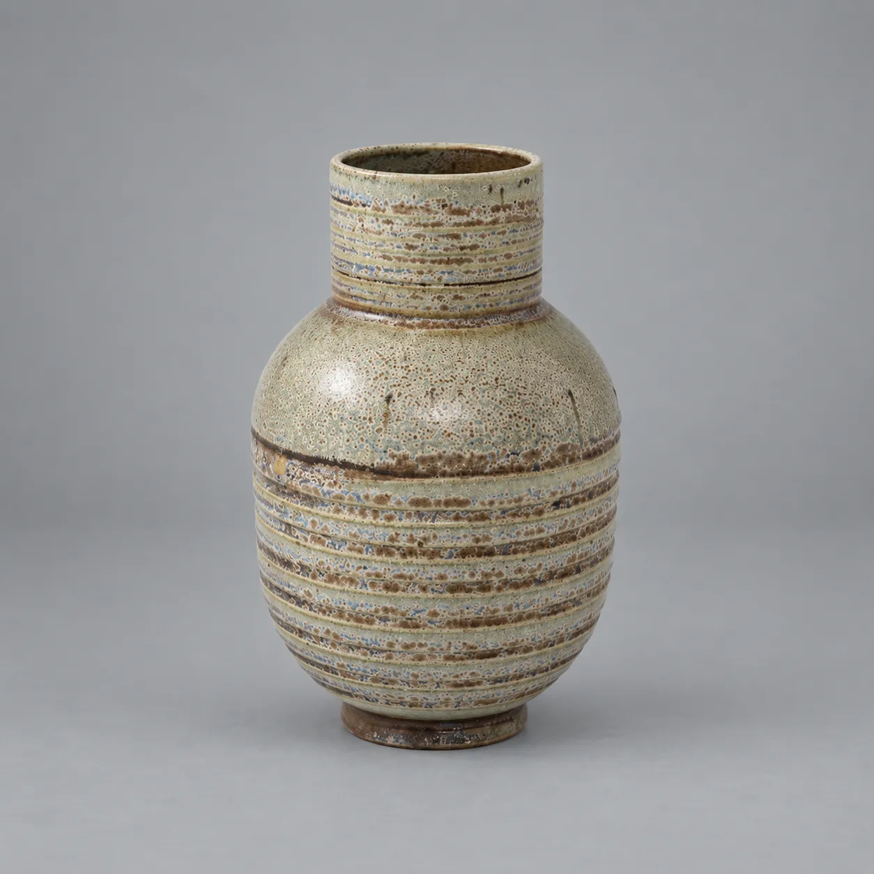Charles Greber Earthenware Grey Art Deco Vase, France, c. 1925