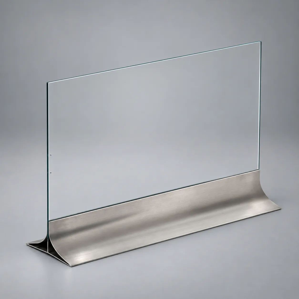 Xavier Féal Glass & Brushed Stainless Steel Fire Screen, France, c. 1970