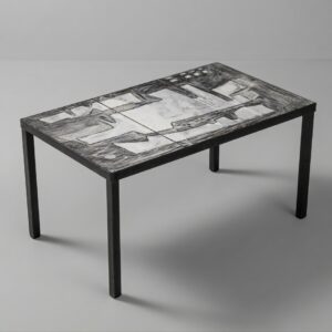 Robert & Jean Cloutier Abstract Lava Stone Top Coffee Table, France, 1950