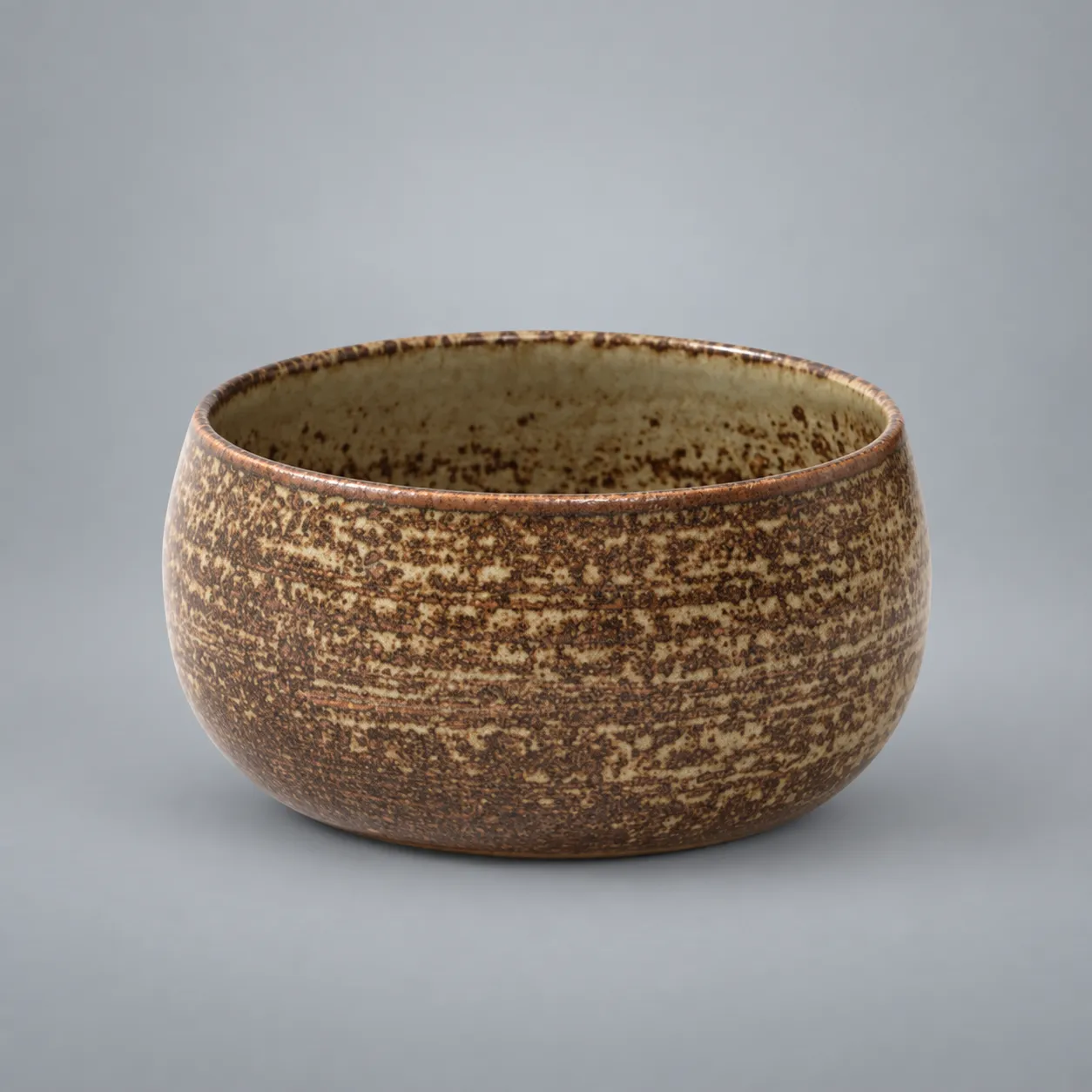 Jean Tessier (1931 - 2020) Beige & Brown Stoneware Bowl, France, c. 1940-50, signed