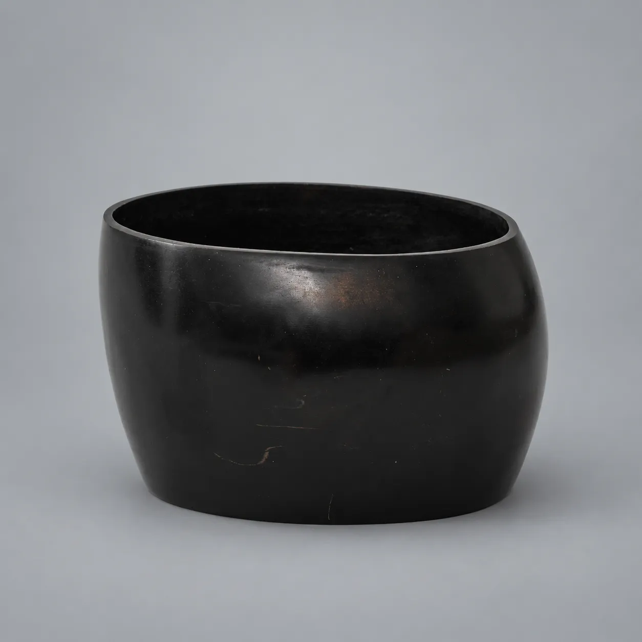 IBU Poilâne Black Bronze Sand Cast Oblong Vase, France, signed, numbered